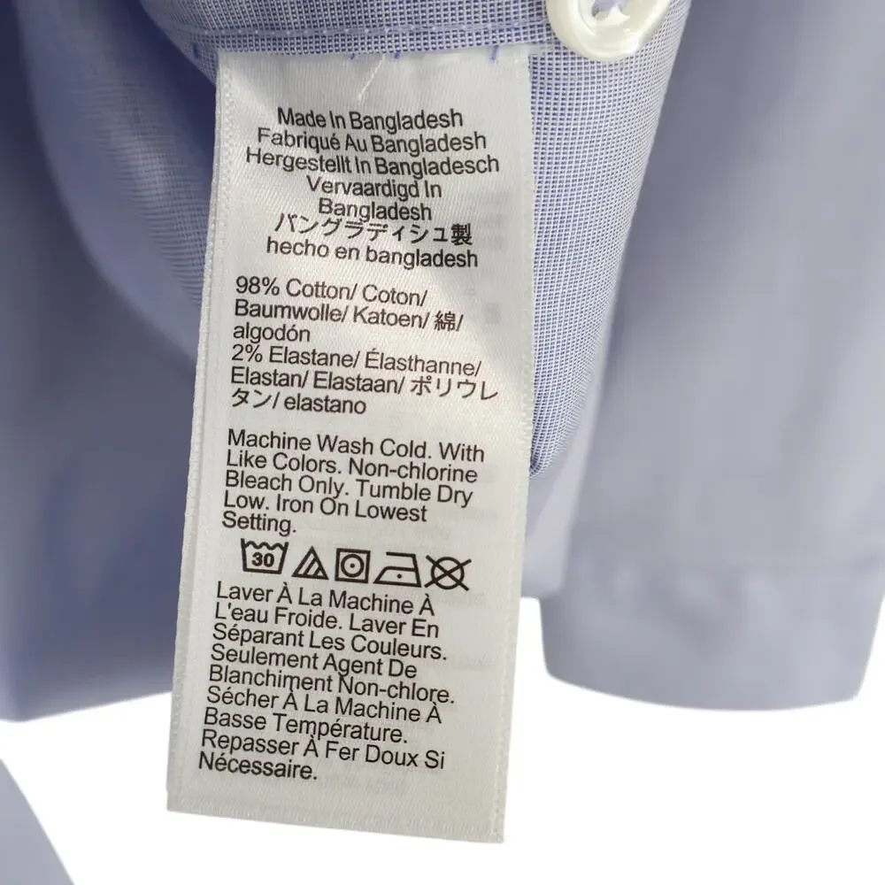 J.Crew Classic Bowery Wrinkle-free Dress Shirt Point Collar Fairweather Blue XL